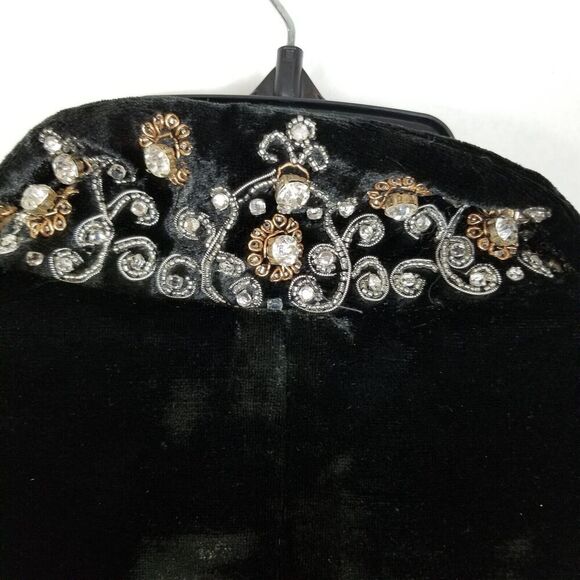 Soft Surroundings Women's Black Starlet Velvet Embellished Blazer Sz M Black - Picture 6 of 10